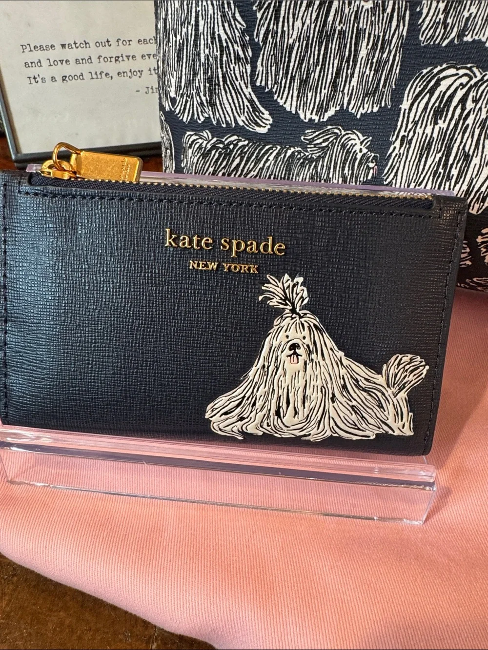 🩵kate spade Black & White Pomeranian Print Tote with Matching Pouch